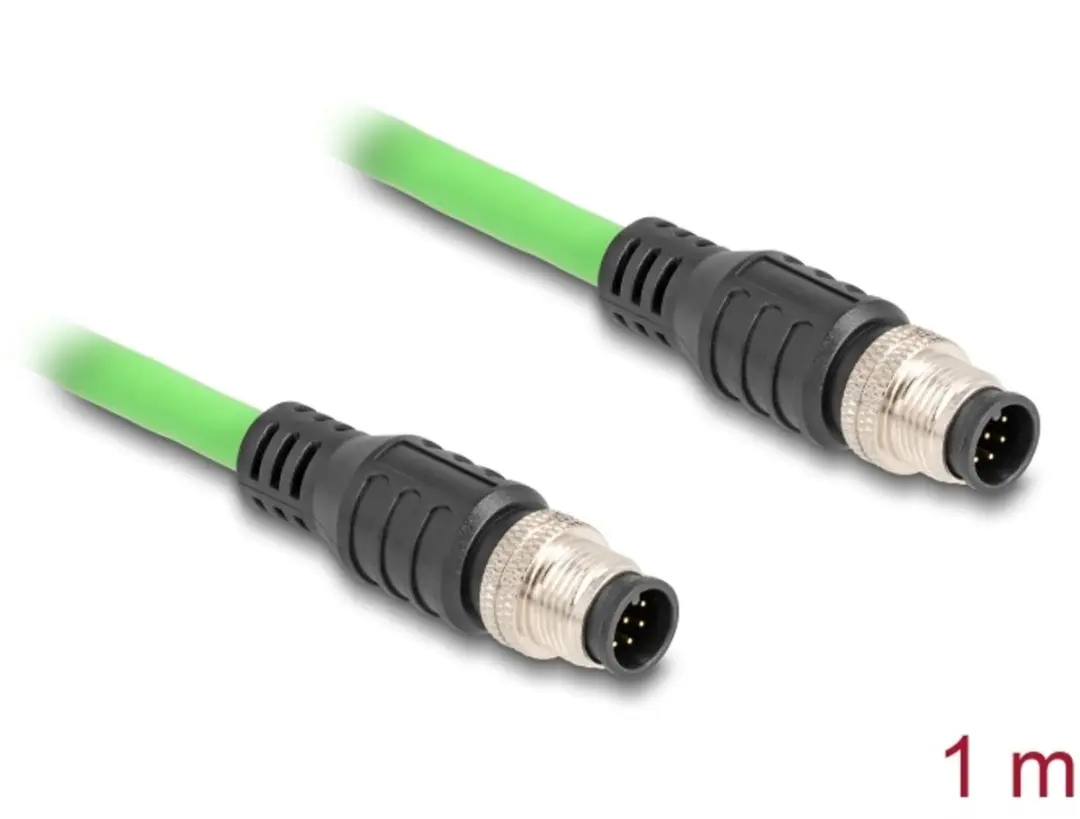 Delock M12 8-pins A-gecodeerde CAT5e netwerkkabel 1m - Groen