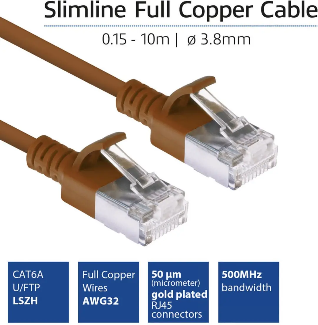 ACT Bruine LSZH U/FTP CAT6A Patchkabel 2m - Snagless