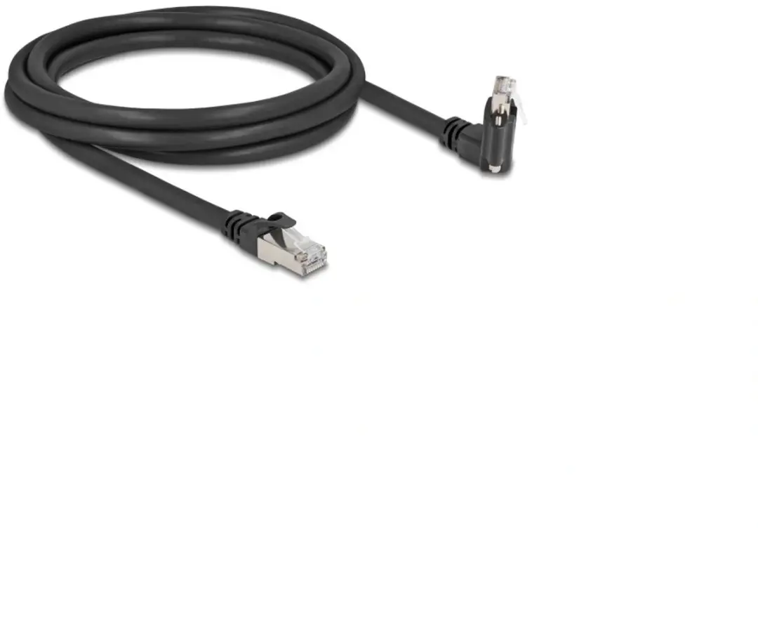 Delock GigE Camera Kabel RJ45 45°/90° - Cat.6 S/FTP 2m - Zwart