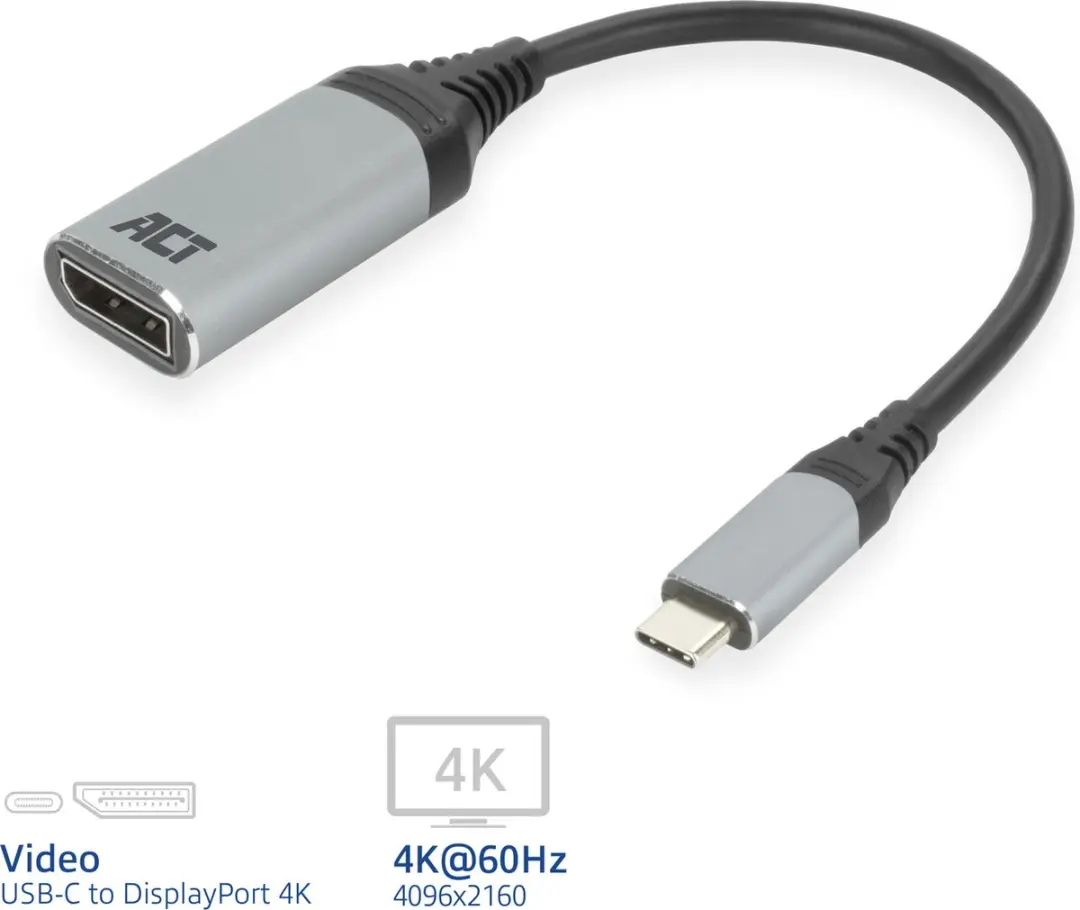 ACT AC7030 USB-C naar DisplayPort Adapter - Zilver
