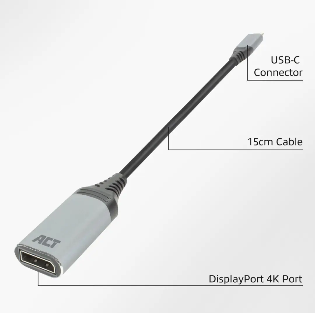 ACT AC7030 USB-C naar DisplayPort Adapter - Zilver