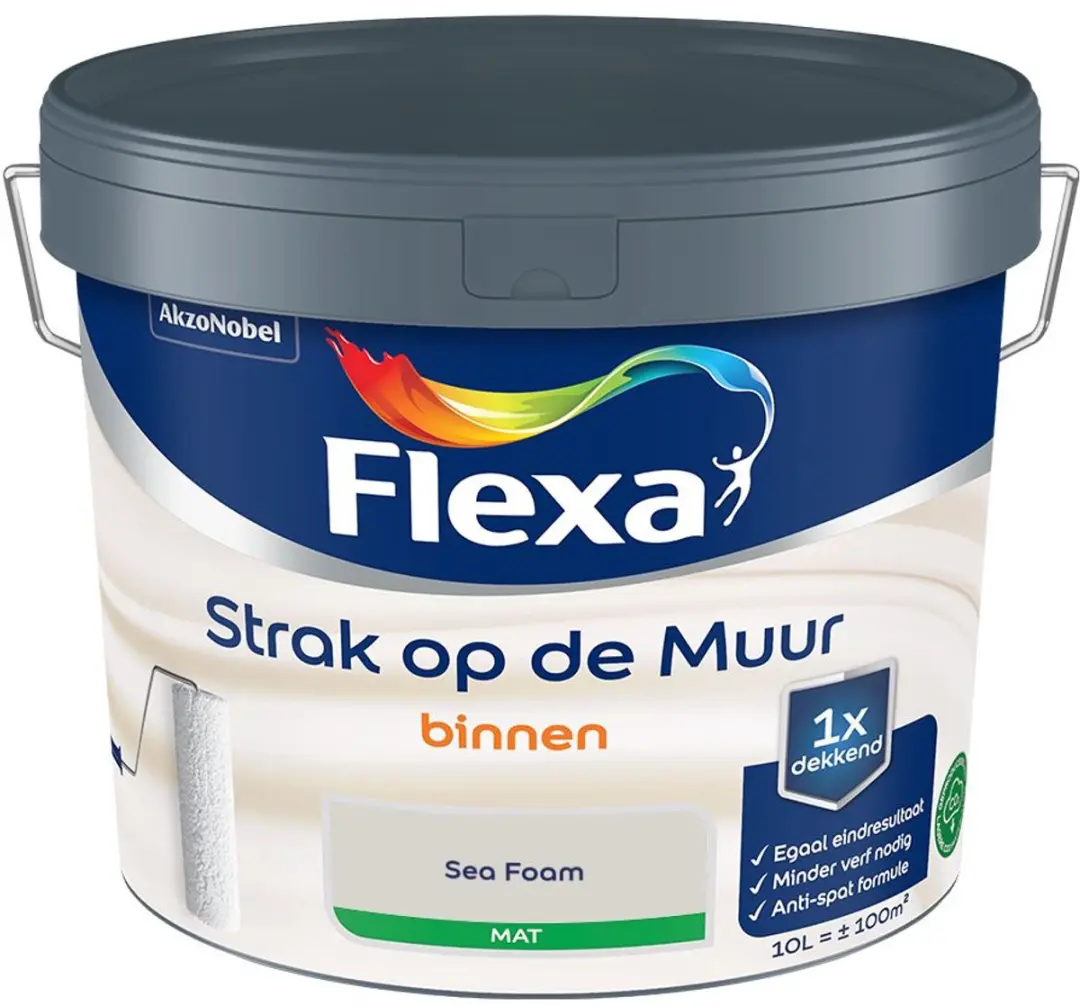 Flexa Strak Op De Muur Binnen Mat Sea Foam Mengverf 10L