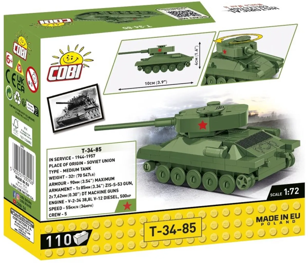 Cobi T-34/85 COBI-3092 - 110 Onderdelen - Meerkleurig