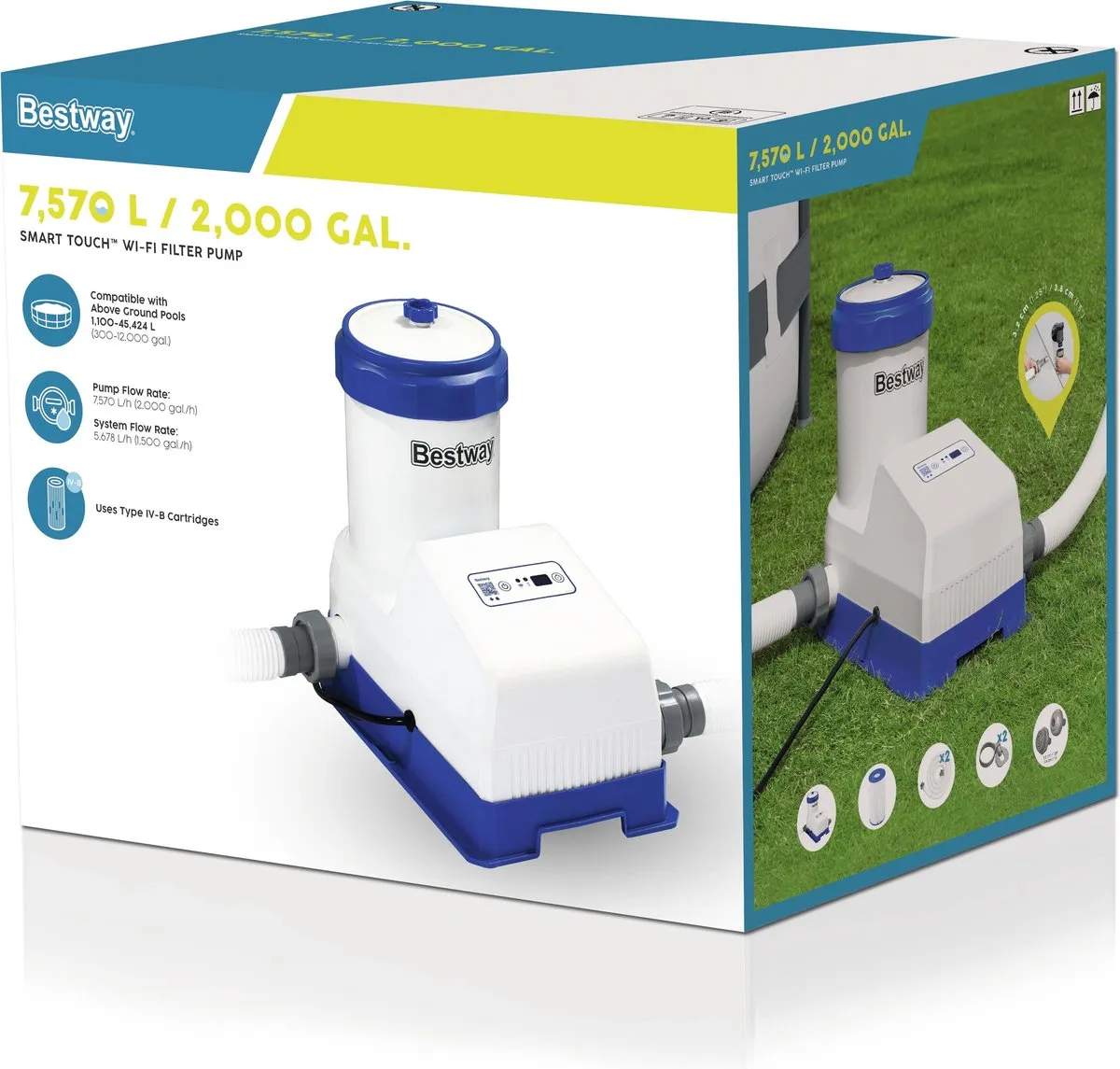 Bestway Cartridge Filterpomp 7,5 m³/u Smart Touch WiFi - 45.424L