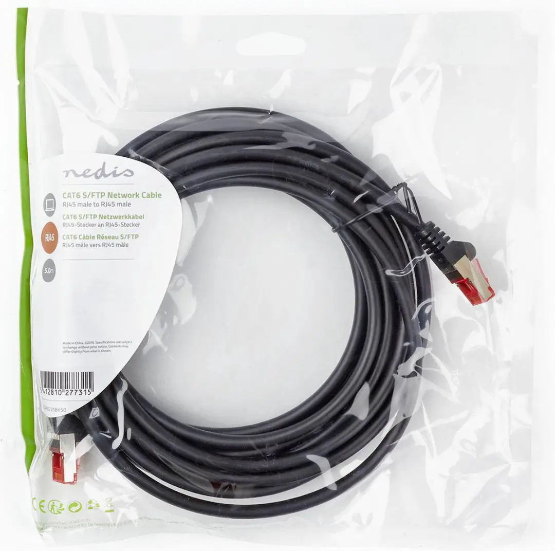 Nedis CAT6 Netwerkkabel CCGP85221BK50 - 5m - S/FTP - Zwart