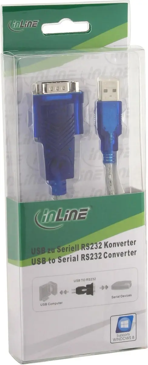 InLine USB-naar-serieel-adapterkabel A naar Sub-D 9-pin - Blauw