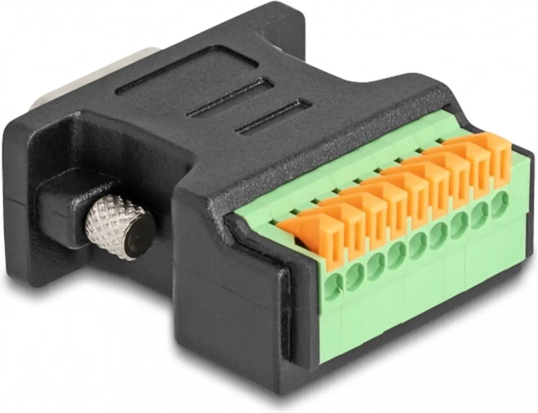 Delock D-Sub 9 Male naar Terminalblok Adapter - Zwart