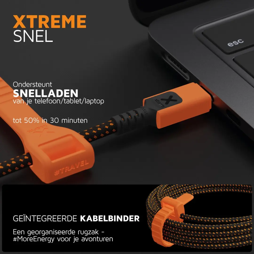 Xtorm Xtreme USB-C PD Ultra 240W Kabel 1,5m - Zwart/Oranje