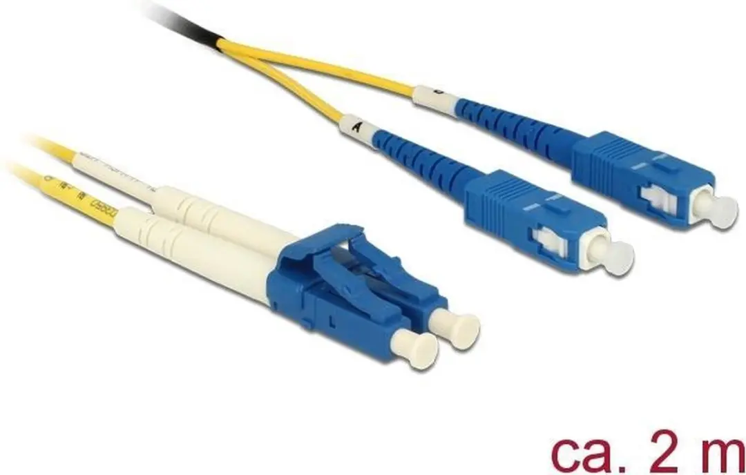 Delock LC naar SC Singlemode OS2 Kabel 2m - Geel