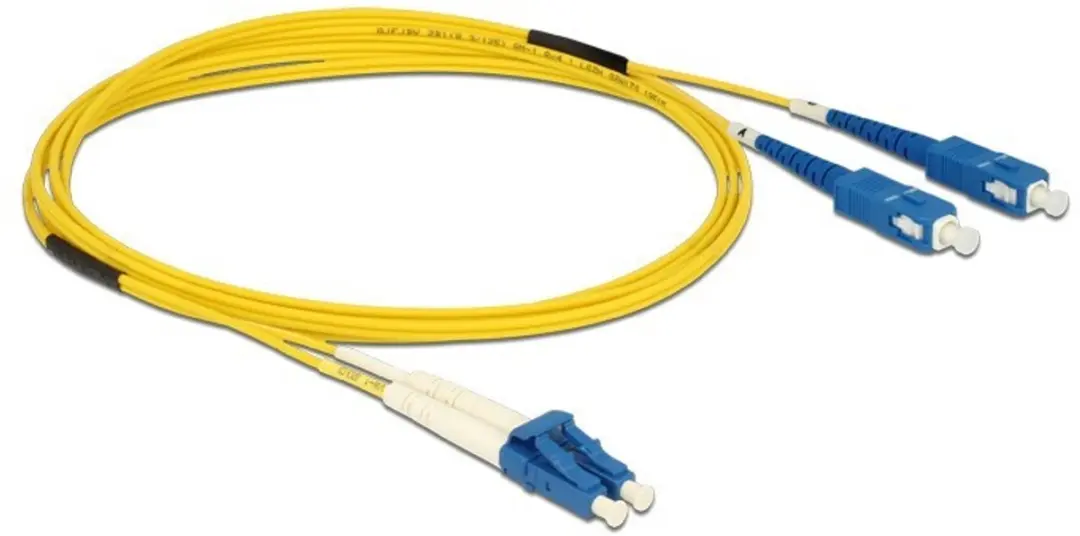 Delock LC naar SC Singlemode OS2 Kabel 2m - Geel