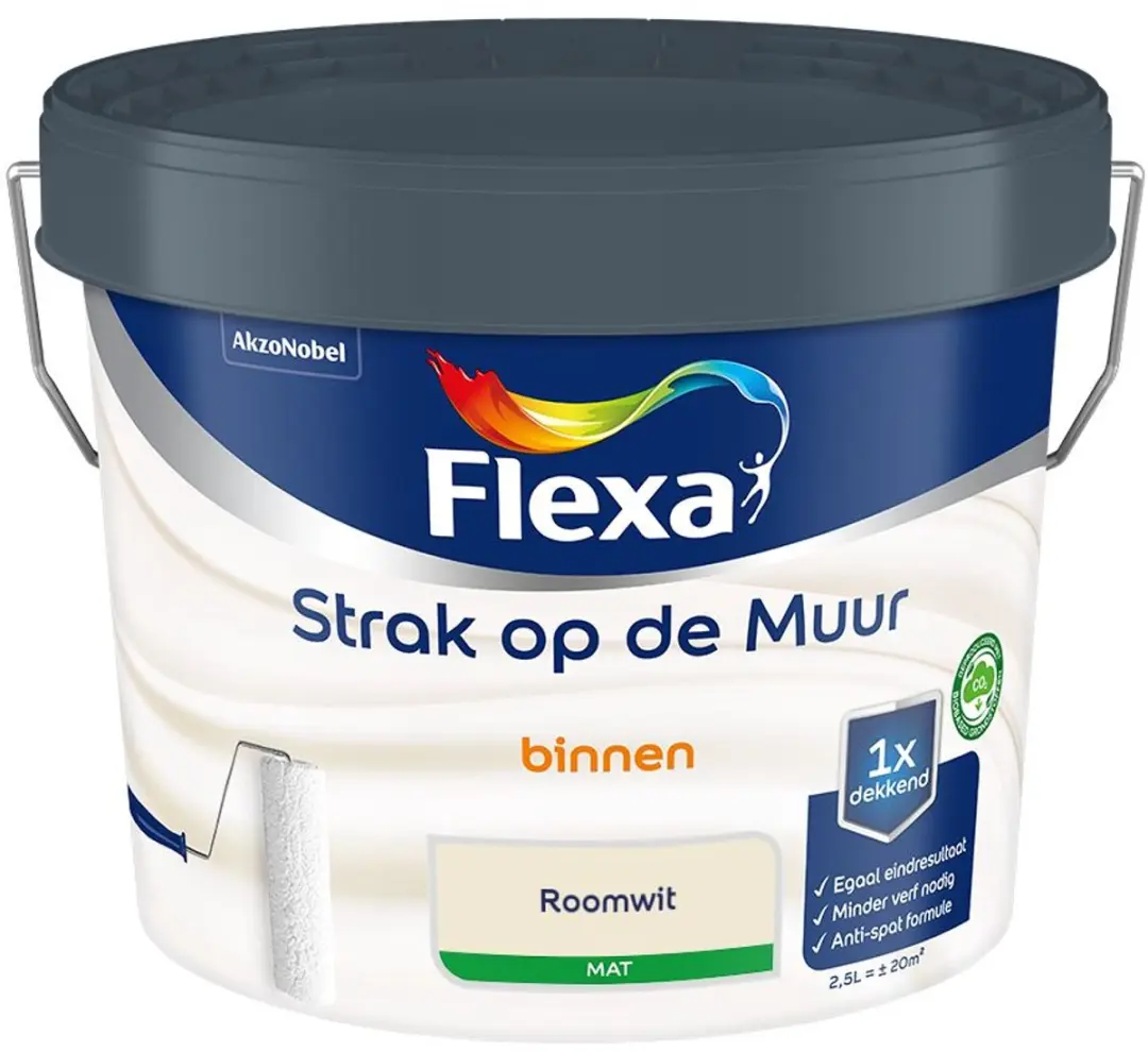 Flexa Strak Op De Muur Binnen Mat Roomwit 2,5L