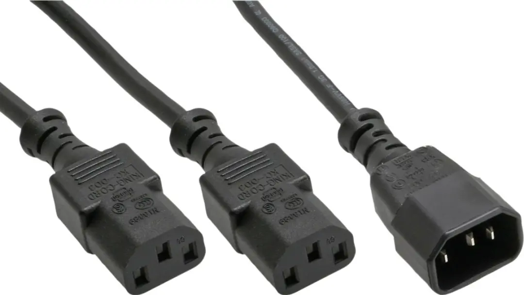 InLine C14 naar 2x C13 Y-kabel 1,8m - Zwart