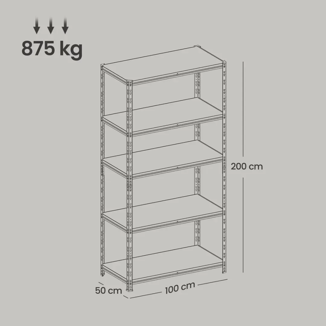 Songmics Stellingkast Zilver - Max 875 kg