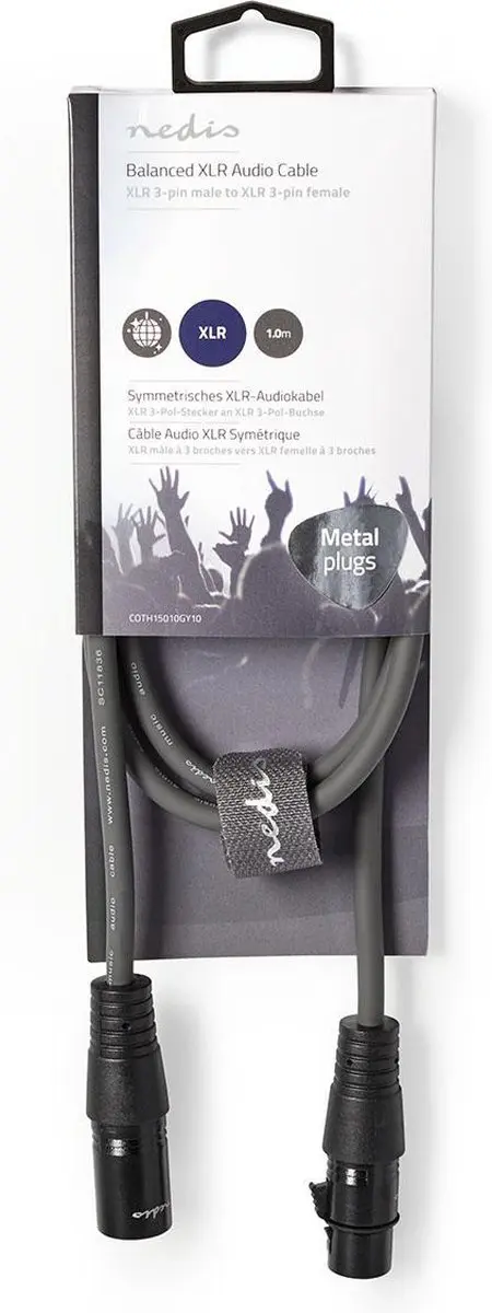 Nedis XLR Audiokabel 1.0m - Donkergrijs