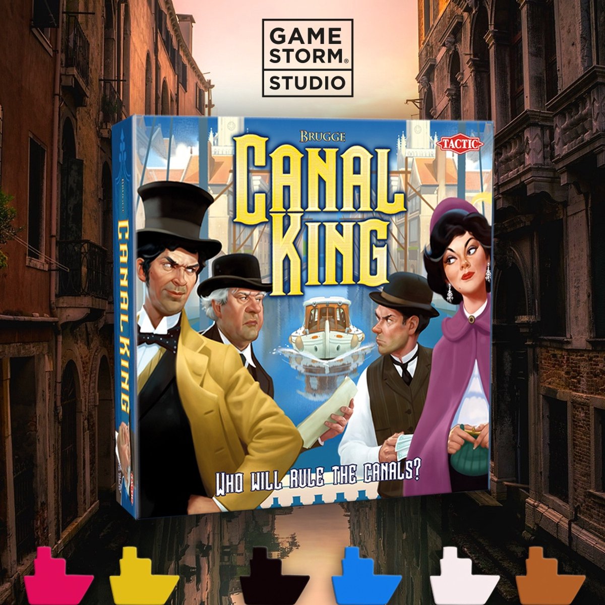 Tactic Canal King Brugge – Bordspel – Strategisch Routes Bouwen – Kanaalstrijd in Historisch Brugge – Familiespel – 2 tot 6 Spelers – Vanaf 8 Jaar