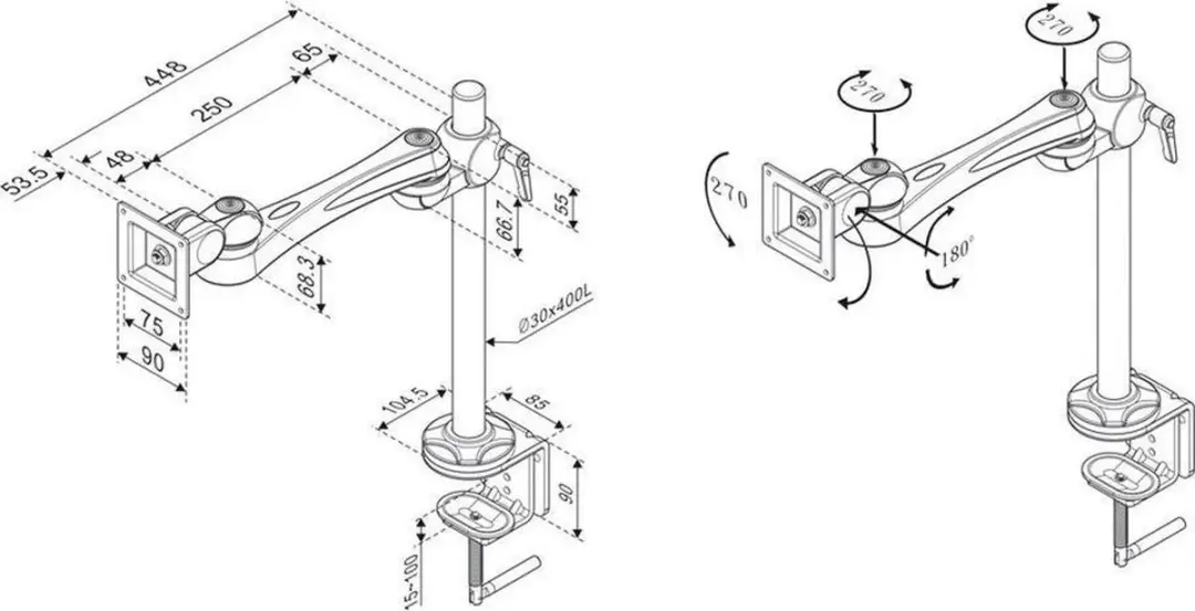 Roline LCD Monitorarm 17.03.1133 - 32" - Zilver