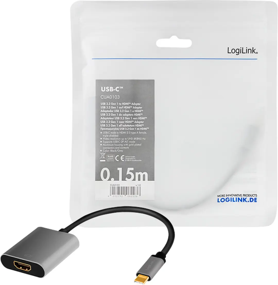 Logilink CUA0103 USB 3.2 Type-C naar HDMI-A Adapter