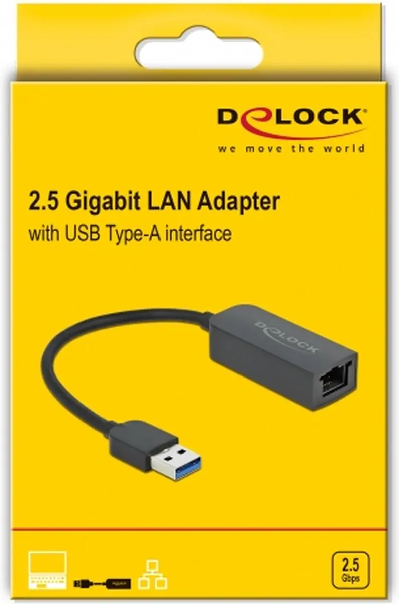 Delock USB Type-A naar 2.5Gbps LAN Adapter - Zwart
