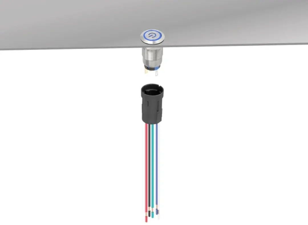Delock Socket 19mm 5-polig Push Button - Zwart