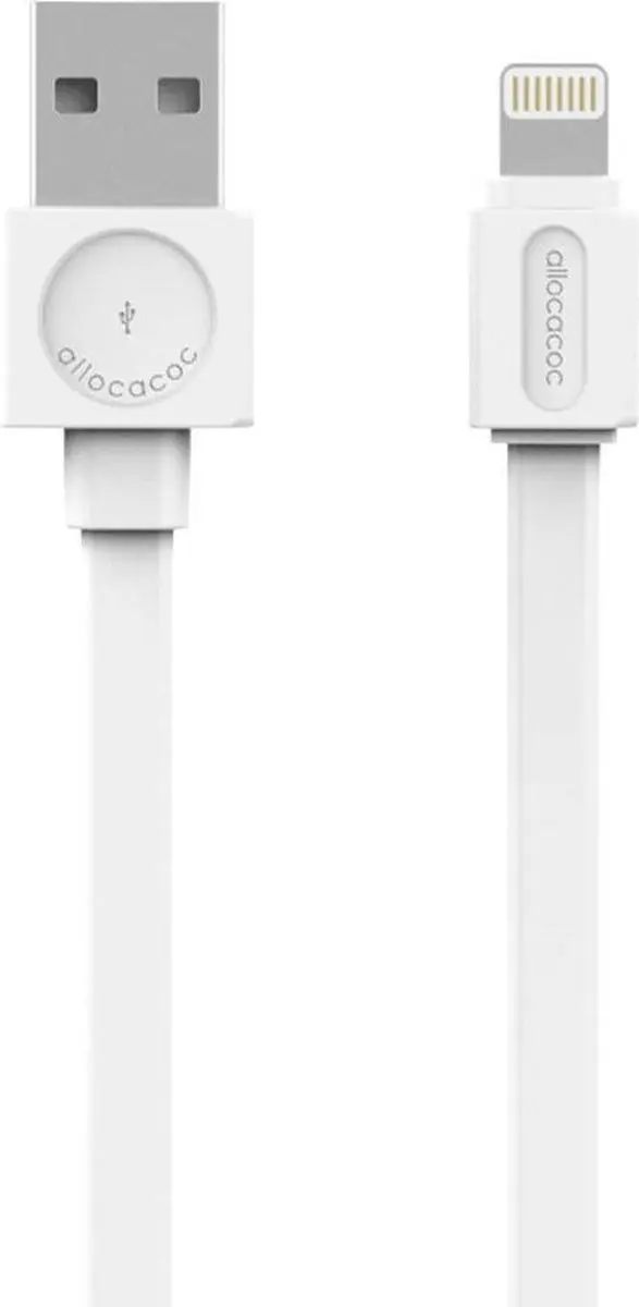 Allocacoc USB-C Lightning Flat Kabel - Wit