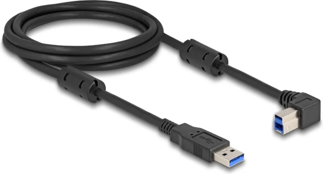 Delock USB-A naar USB-B haaks 5Gbps kabel 2m - Zwart