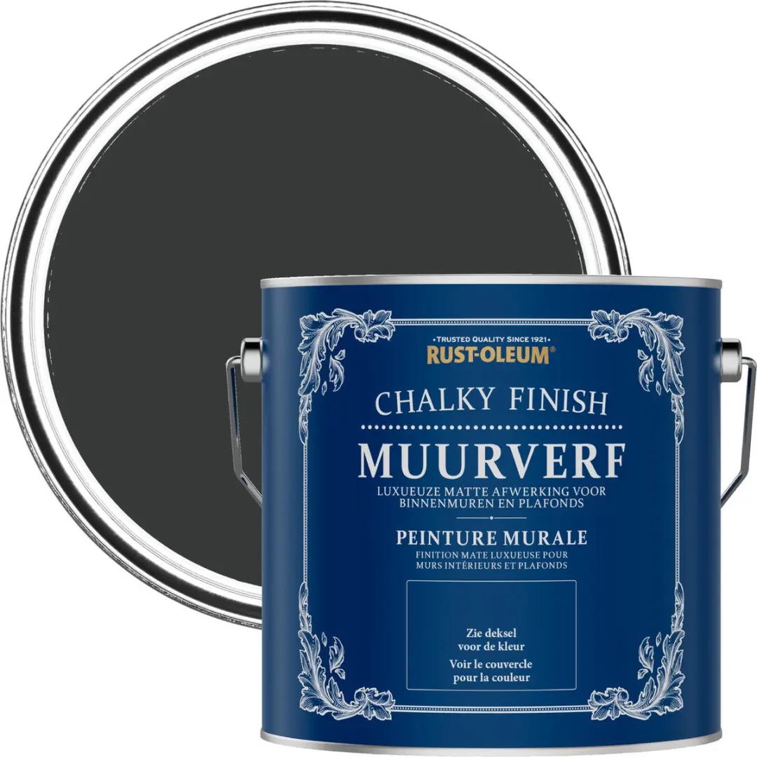Rust-Oleum Zwart Chalky Finish Muurverf 2,5L