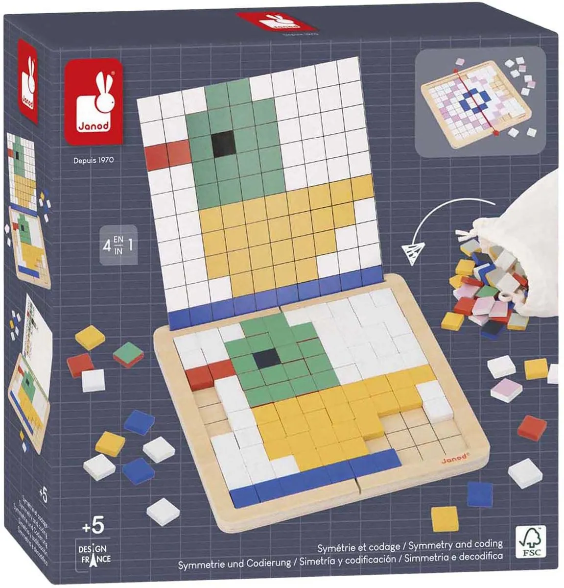 Janod Mozaïek Symmetrie & Codering 11.5093 - Educatief Spel - Multicolor