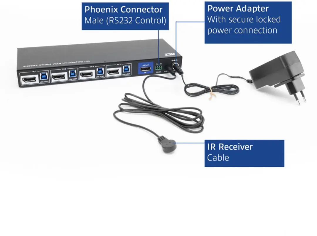 ACT 4-Poorts DisplayPort 4K@60Hz KVM Switch AC7934