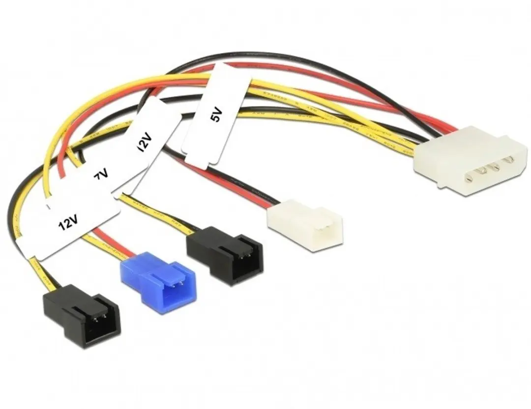 Delock Molex 4x 3-pins Case Fan Voedingskabel 0,20m