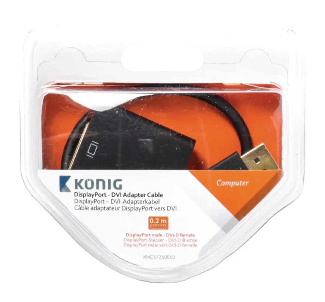 König DisplayPort naar DVI Adapter 0.2m - Antraciet