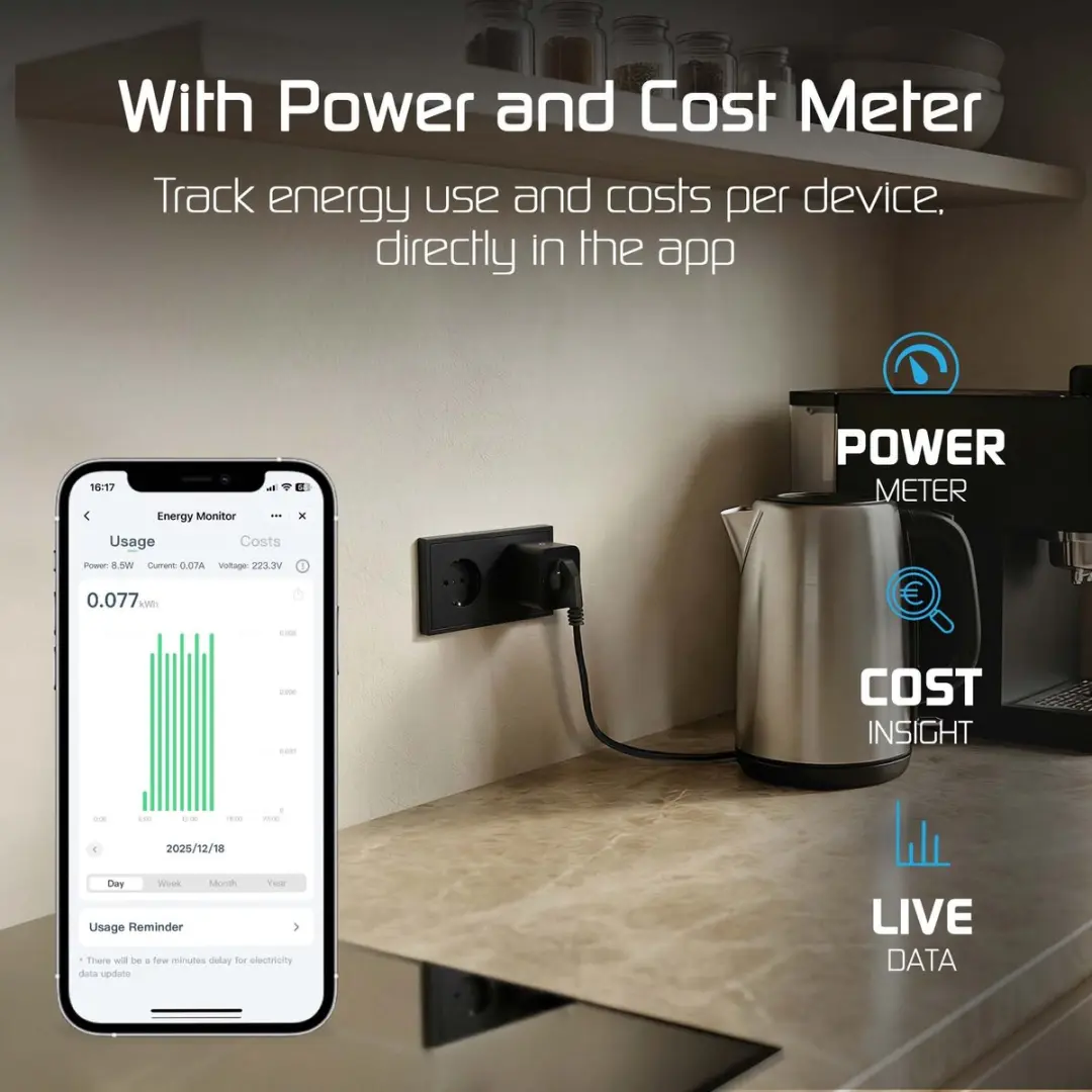 Ledvion 3x Slimme Stekker WiFi 16A - Energiemeter - Zwart - afbeelding 6 van 6