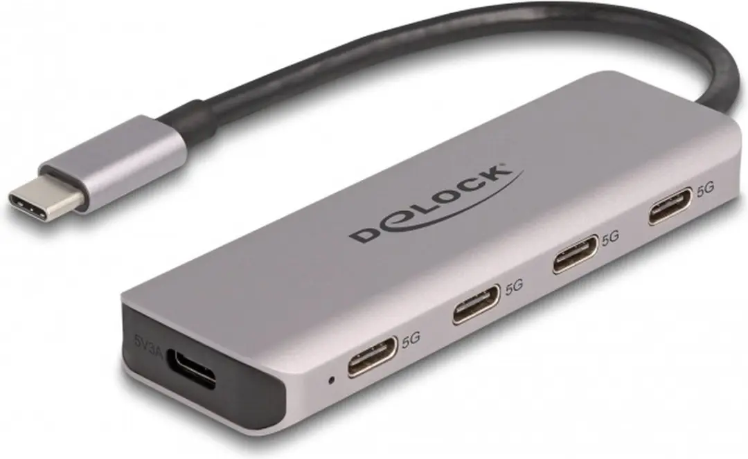 Delock 64238 USB-C Hub 4 Poorten - Grijs
