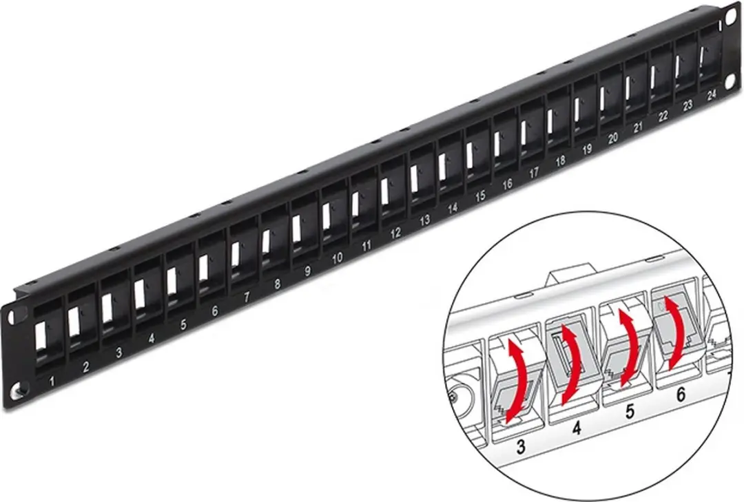 Delock 19" Patch Panel 1U 24x Keystone