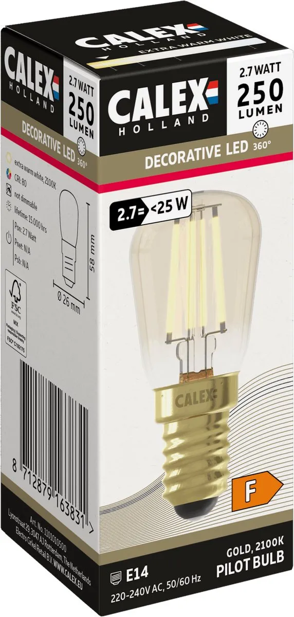 Calex E14 Schakelbordlamp 2,7W Goud