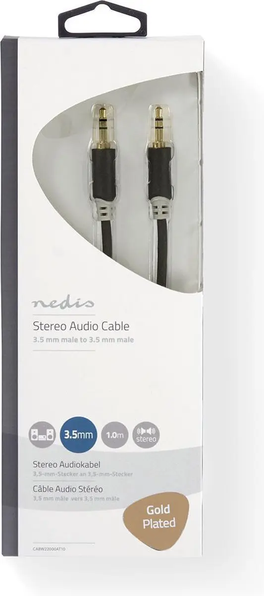 Nedis Stereo-Audiokabel 3,5mm M/M - 1m - Verguld - Antraciet