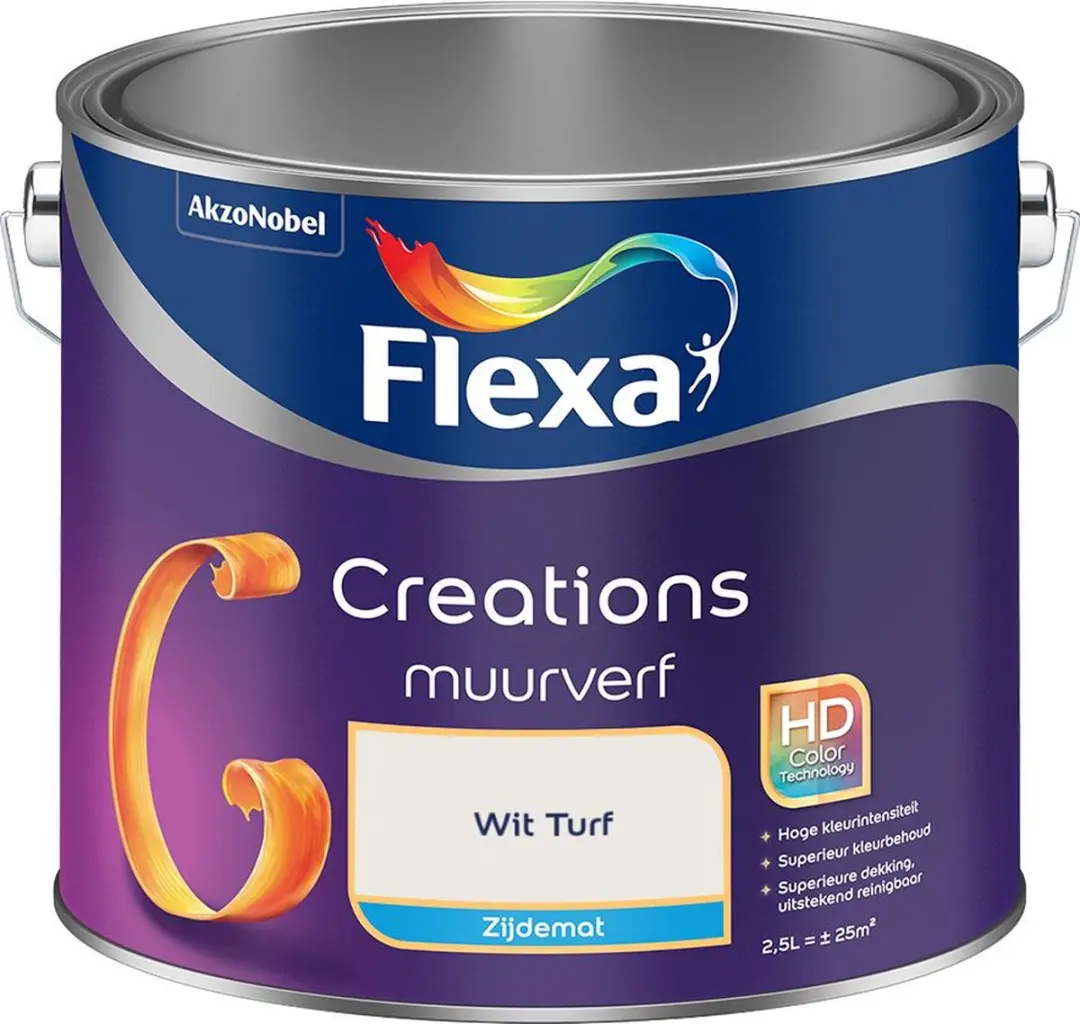 Flexa Creations Muurverf Zijdemat Wit Turf 2,5L