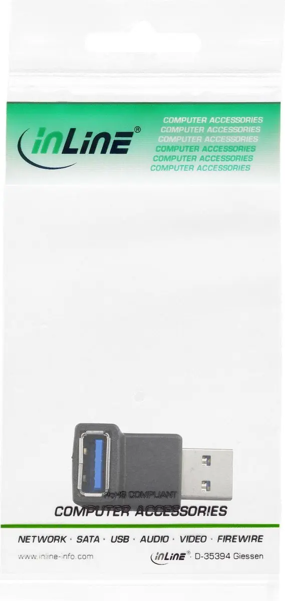 InLine USB-A Haakse Adapter USB3.0 - Zwart