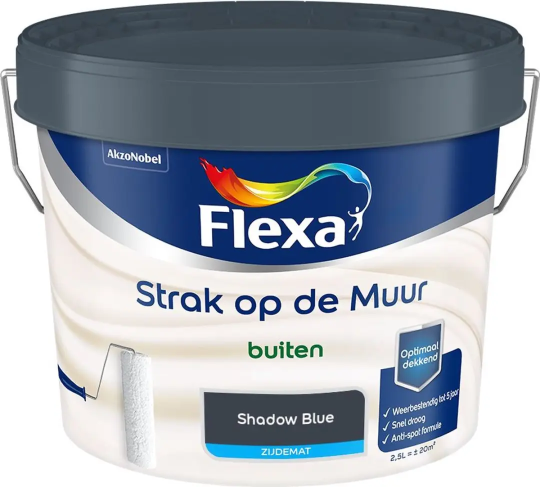 Flexa Strak Op De Muur Mengverf Shadow Blue 2,5L