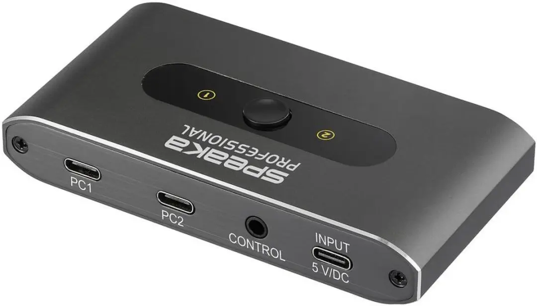 SpeaKa Professional SP-13712096 USB 3.2 Schakelaar - 2 Poorten Grijs
