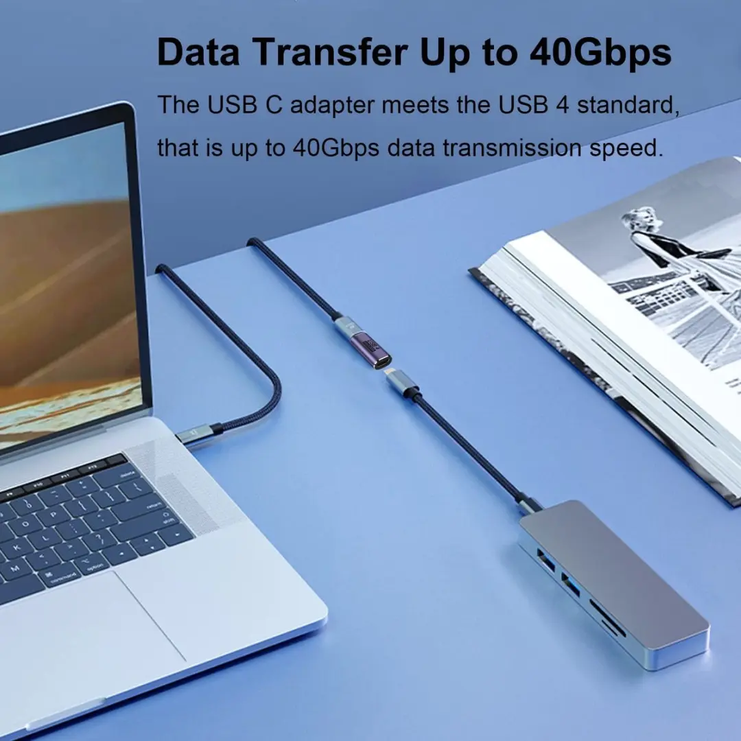 NÖRDIC USB4-302 USB-C Verlengadapter - 8K60Hz 40Gb/s PD 100W - Paars