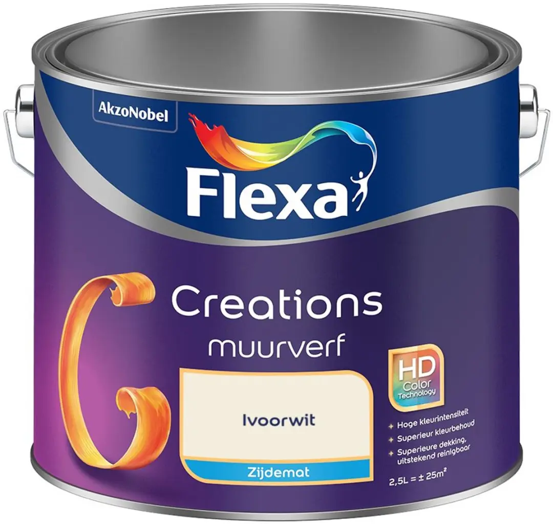 Flexa Creations Muurverf Zijdemat Ivoorwit 2,5L
