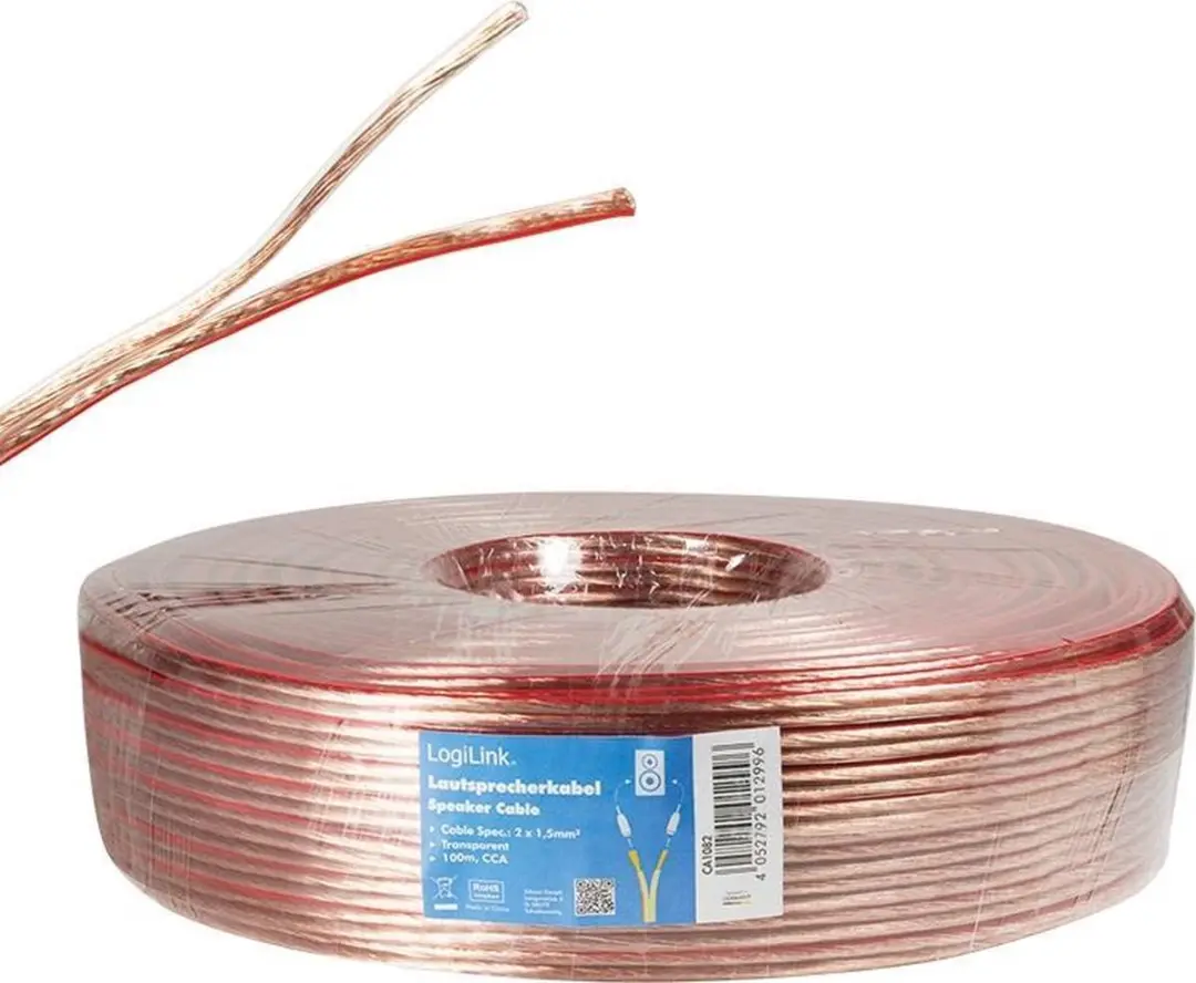 Logilink Speakerkabel CA1082 2x1,5mm² - 100m - Transparant