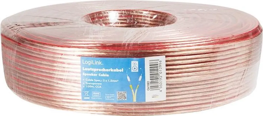 Logilink Speakerkabel CA1082 2x1,5mm² - 100m - Transparant