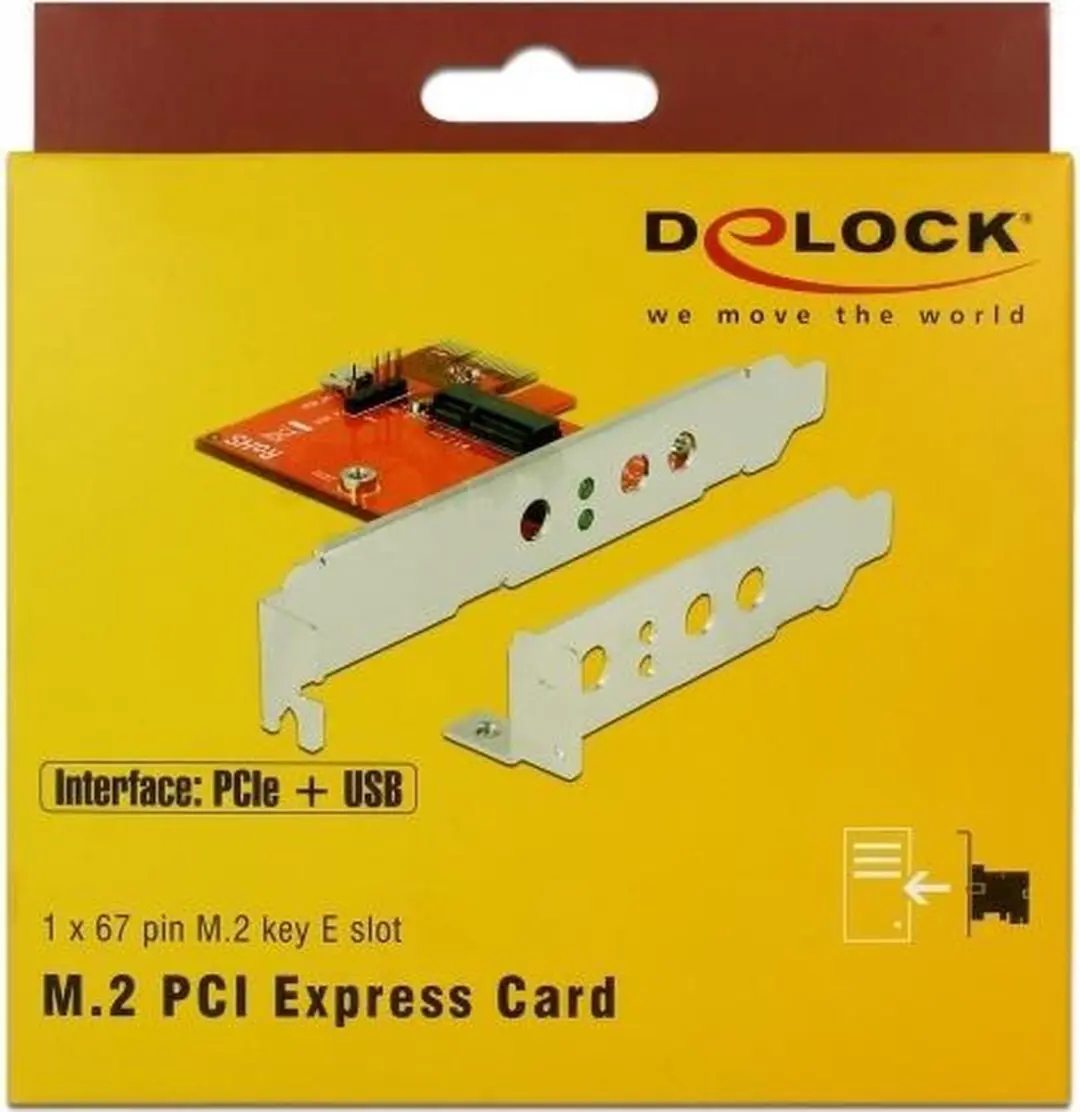 Delock PCIe Kaart M.2 Key E - 1x Intern - Low Profile - Zwart