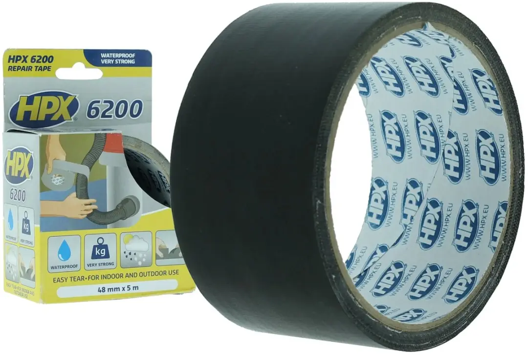 HPX Pantsertape 48mm x 5m - Zwart