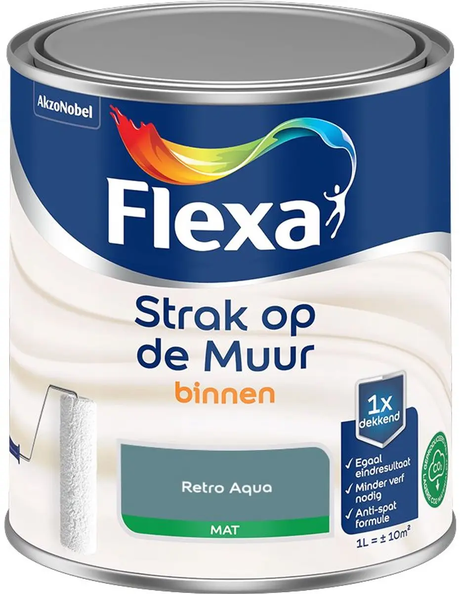 Flexa Strak Op De Muur Binnenmat Retro Aqua Mengverf 1L