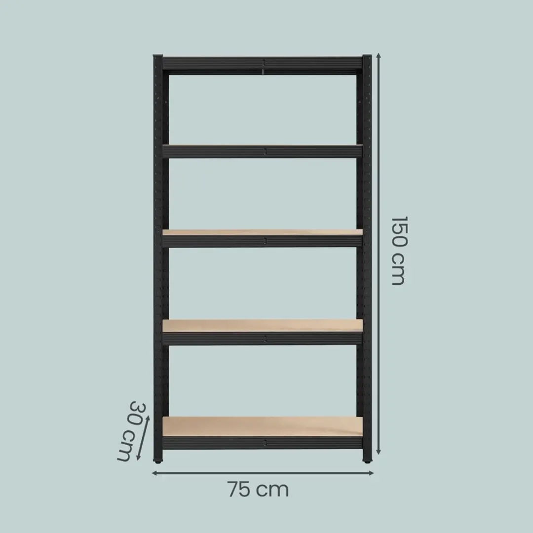 Songmics Stellingkast 2-delig - 5 lagen - Max 650 kg - Zwart