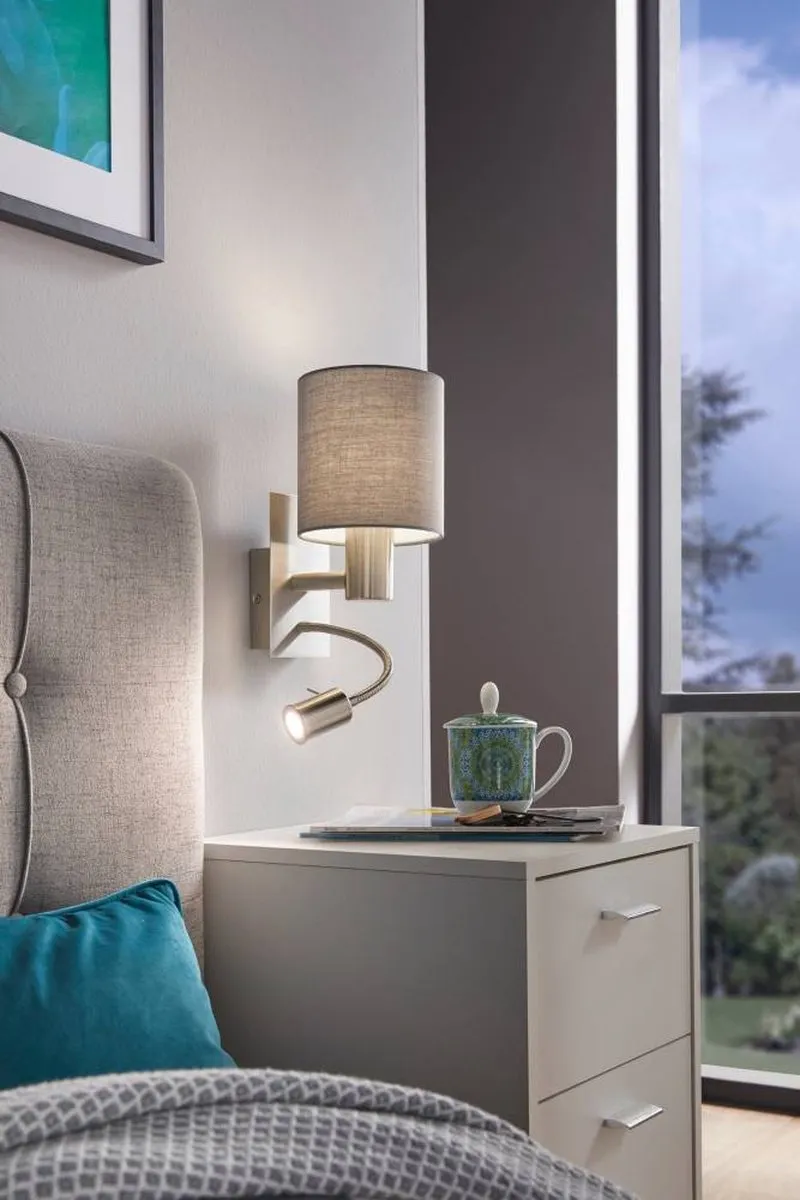 Eglo Pasteri Wandlamp E27 - Ø15cm - Nikkelmat - Warm wit
