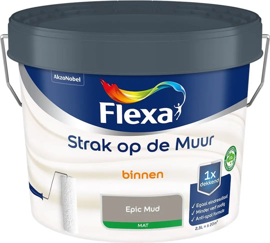 Flexa Strak Op De Muur Binnen Mat Epic Mud Mengkleur 2,5L