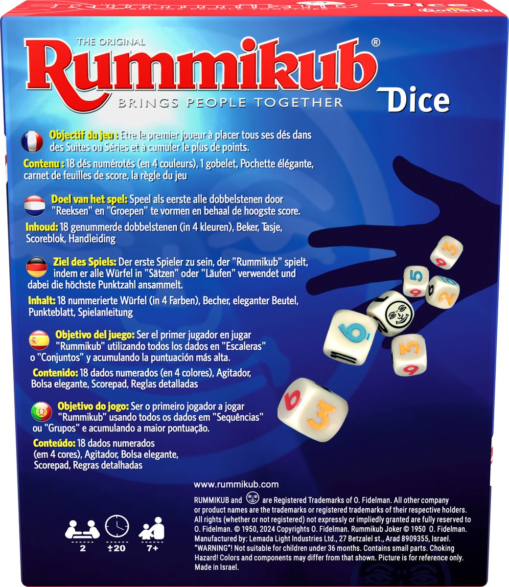 Goliath Rummikub Dice - Dobbelspel - Bordspel - Makkelijk mee te nemen op reis! - Rummikub met dobbelstenen!